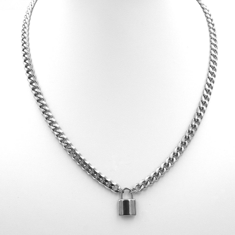 Lock Chain Necklace in Silver
