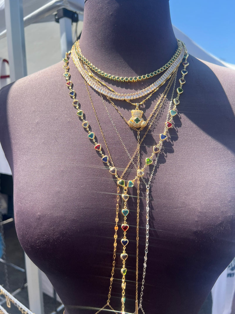 Colorful Hearts Lariat Necklace