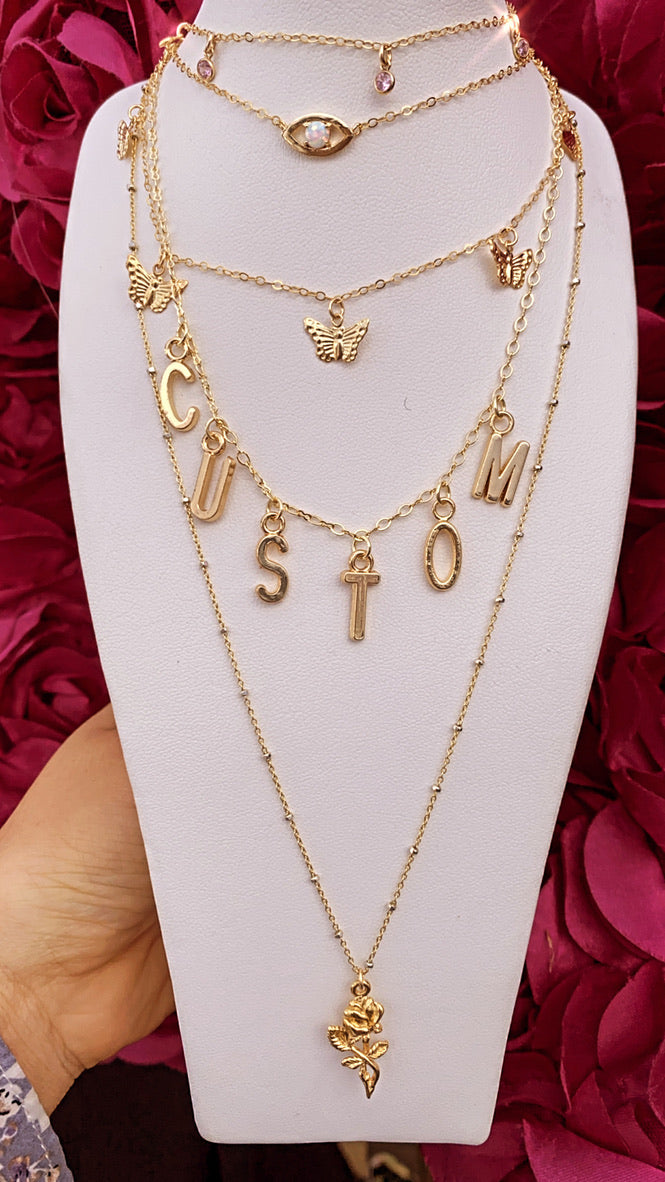 Name or Initial Necklace, Custom, Gold