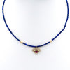 eye lashes evil eye choker lapis garnet gold bling cz pave