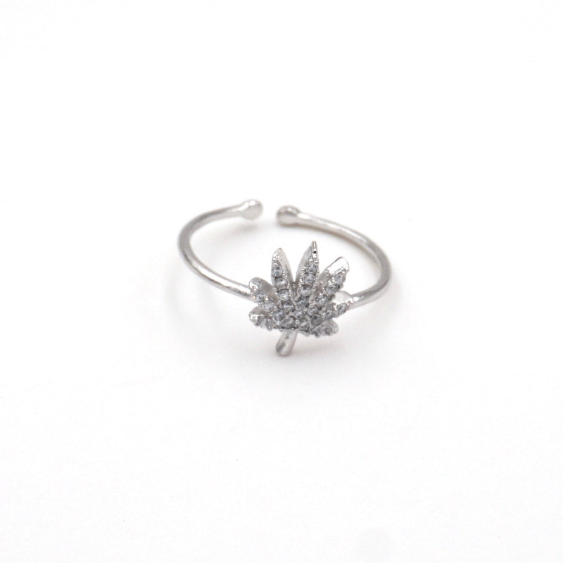silver weed ring adustable