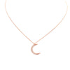 crescent moon necklace cz pave rose gold sterling silver