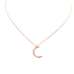 crescent moon necklace cz pave rose gold sterling silver