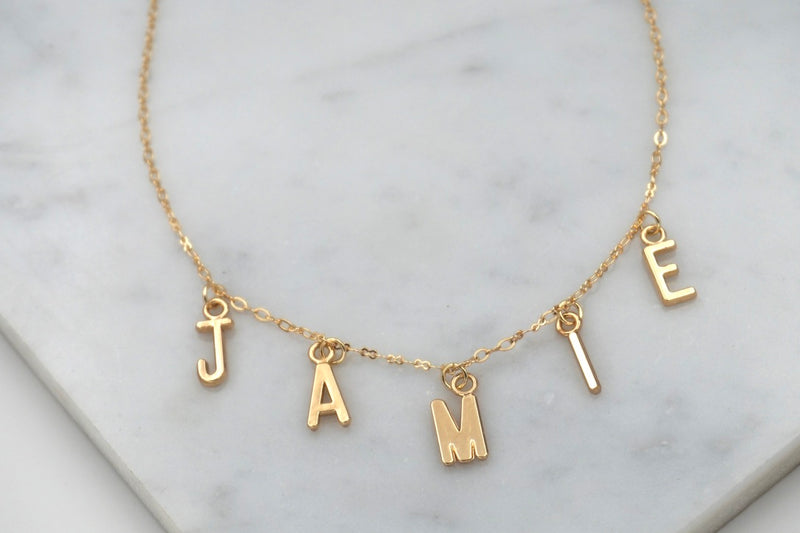 Name or Initial Necklace, Custom, Gold