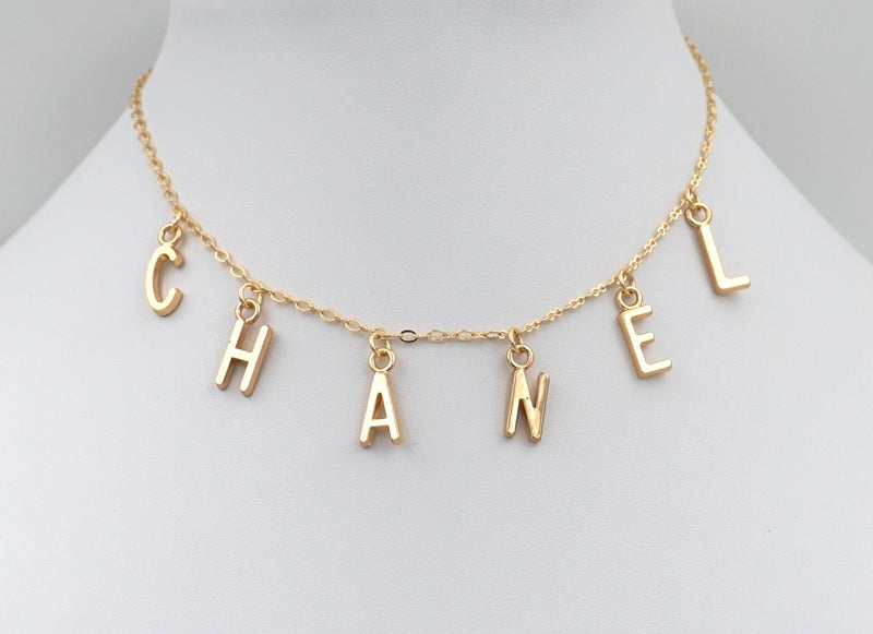 Name or Initial Necklace, Custom, Gold