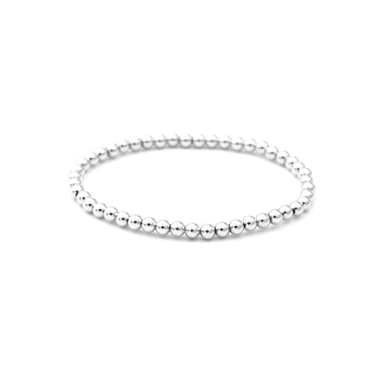 Sterling Silver Beaded Stretch Bracelet 4mm