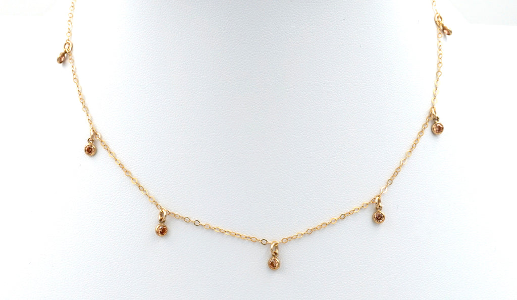 Seven-Gem champagne choker.  Gold chain, champagne gems.  Pure elegance.