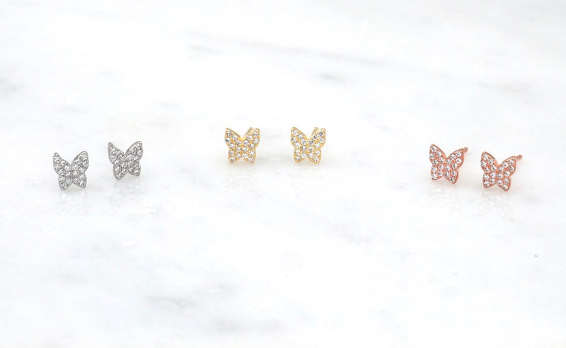 Butterfly Pave Stud Earrings