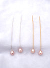 Blush Pink Tone Pearl Threader Earrings, Medium Size