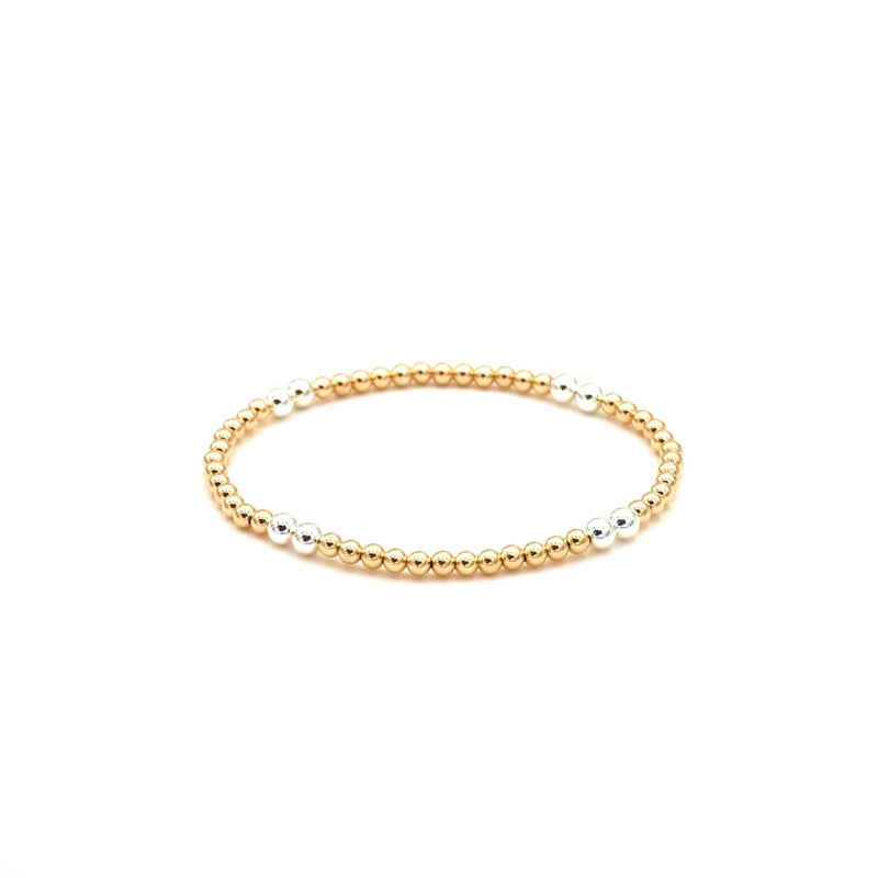 Gold & Silver Four Section Beaded Bracelet