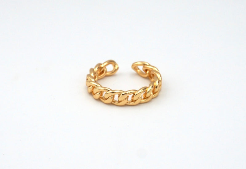 Curb Chain Adjustable Ring, Gold