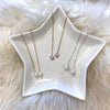 White Pearl Threader Earrings, Medium Size