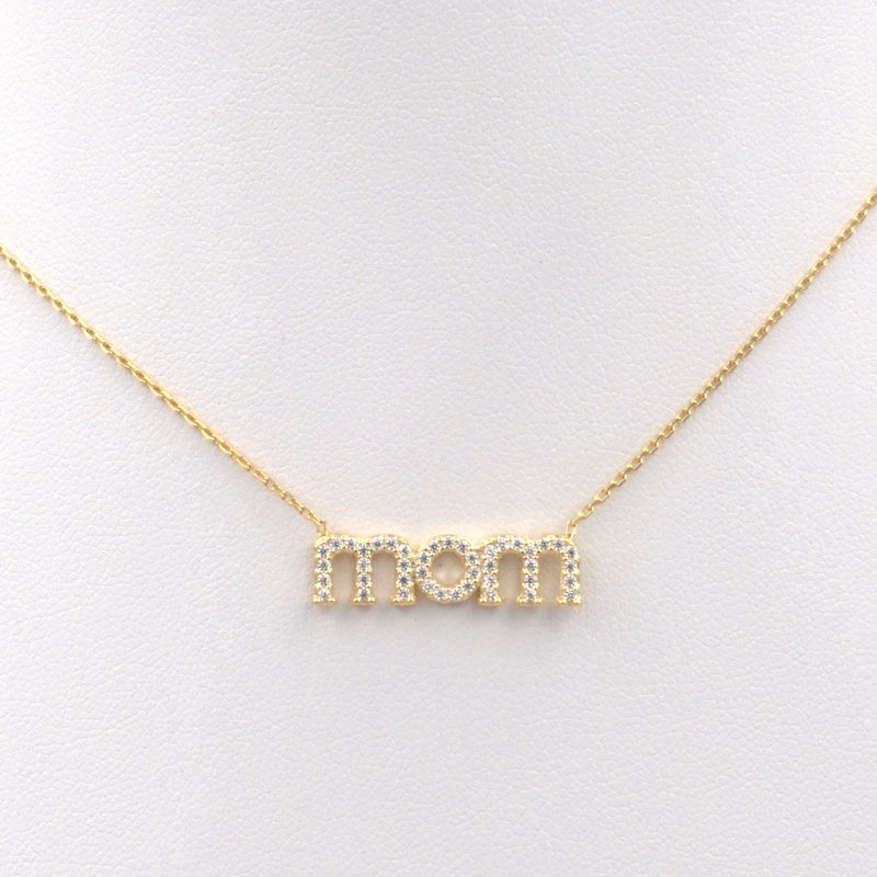 mom necklace gold sterling silver cz pave gift