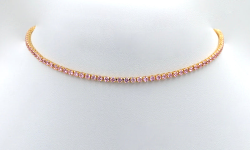 Pretty Pink Small CZ Tennis Choker Necklace