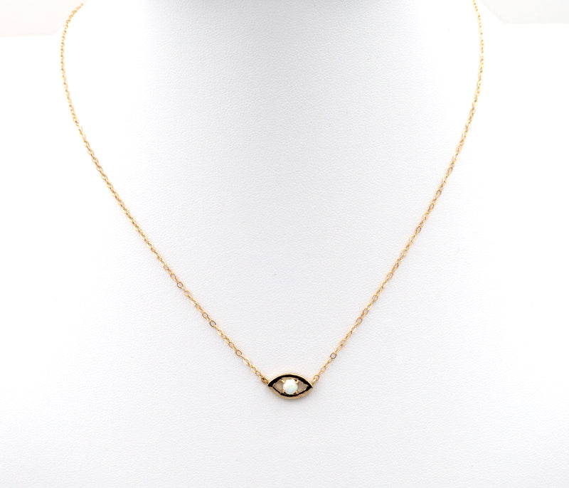 gold opal evil eye necklace dainty