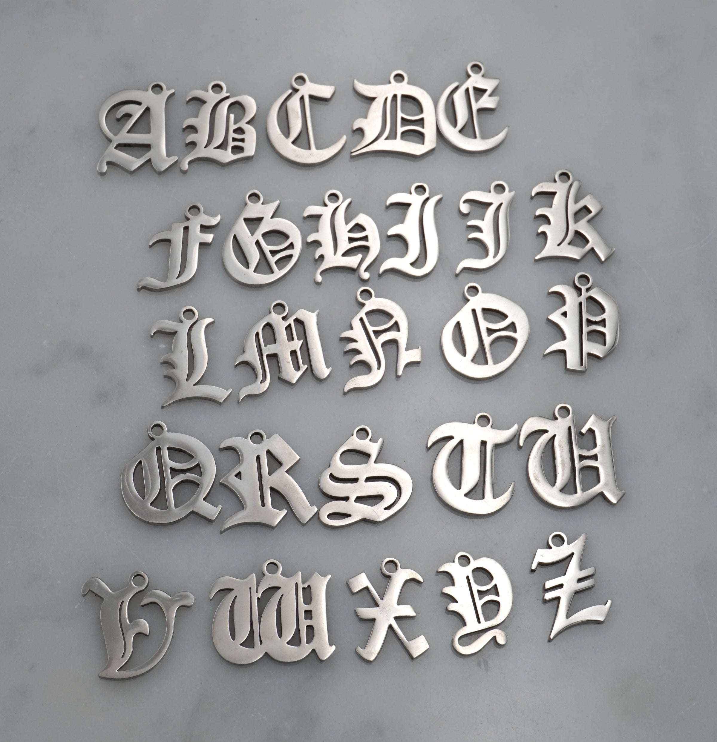 Gothic initial deals necklace silver