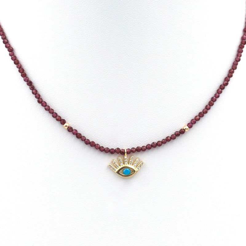 Eye Lashes Garnet Choker