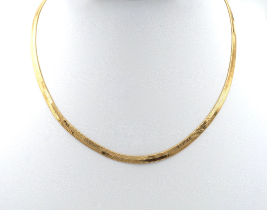 Herringbone Chain Necklace, Gold Filled