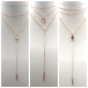 Labradorite Spiked Lariat, Rose Gold