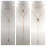 Labradorite Spiked Lariat, Rose Gold