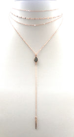 Labradorite Spiked Lariat, Rose Gold
