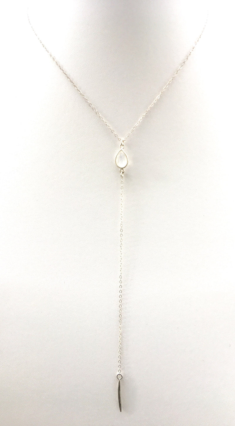 Moonstone Spiked Lariat, Sterling Silver