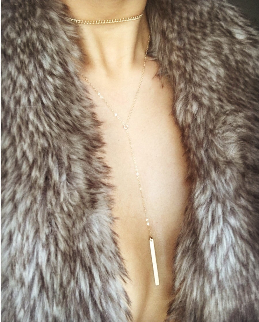 Visage Gold Filled Lariat Necklace