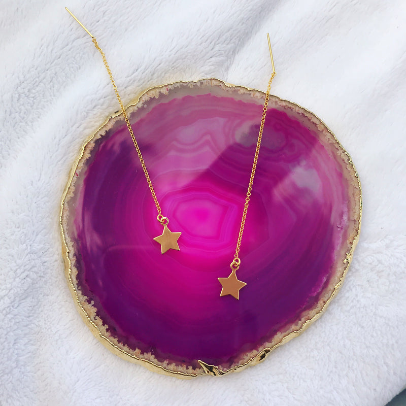 Star Threader Earrings, Gold Filled
