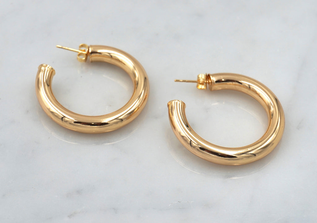 large medium thick chunky gold hoops hoop earring click hollow