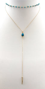 Turquoise Spiked Lariat