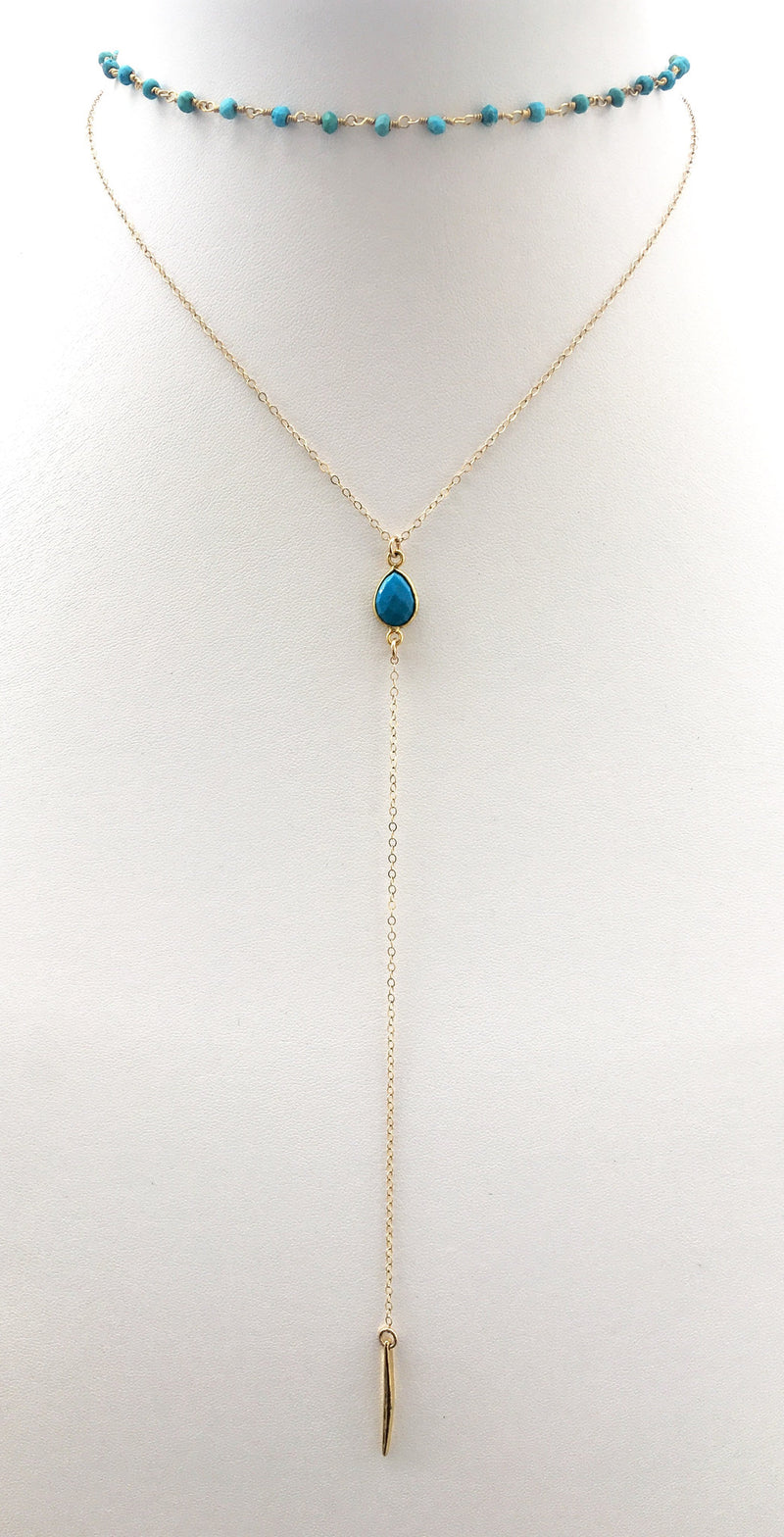 Turquoise Spiked Lariat