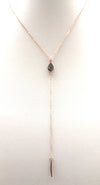 Labradorite Spiked Lariat, Rose Gold