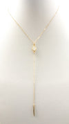 Moonstone Spiked Lariat, Gold