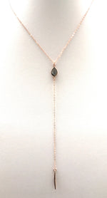 Labradorite Spiked Lariat, Rose Gold